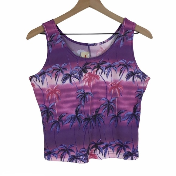 VINTAGE Waikiki Hawaii Set Top Wrap Skirt Tropical Palm Trees Beach Size Large - Picture 2 of 16